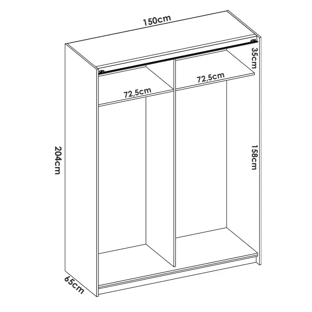 Armario Slide 2 puertas correderas blanco Artik 204x150x65 cm