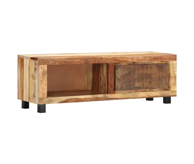 Butacón Reclinable Mueble para la TV madera maciza reciclada 100x30x33 cm
