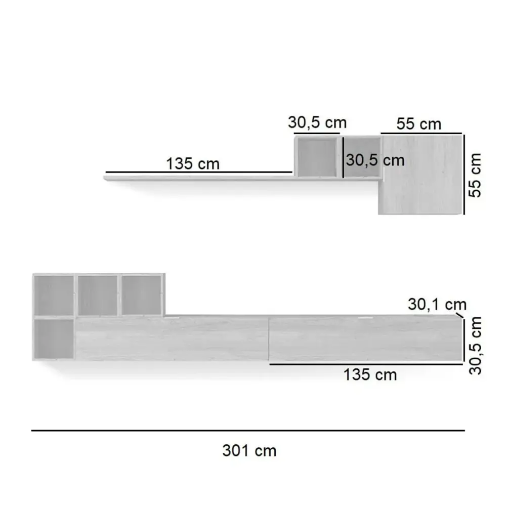 Composición de salón Italia ambiente 16 salerno 301 cm