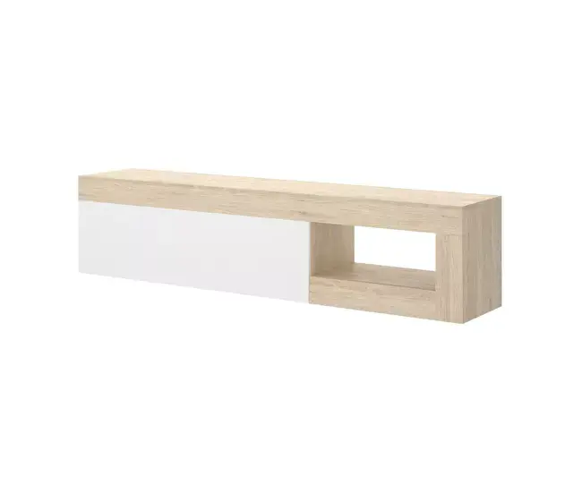 Dadl Mueble TV, Aparador bajo de salón, Aparador de salón para televisión, 204x42h48 cm, Roble y Blanco
