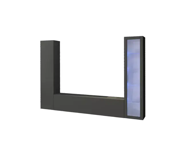 Dekda Sistema de Pared, Conjunto de Salón Mueble TV de 3 Puertas, Mueble de Salón Multiusos con Vitrina y Luz LED, 100% ...