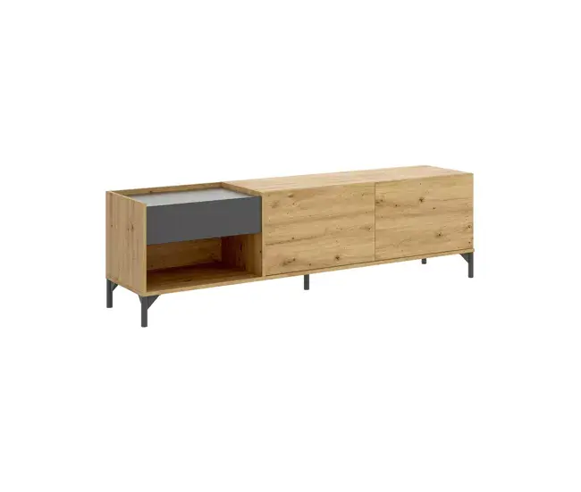 Dpandu Mueble TV, Aparador bajo de salón, Aparador de salón para televisión, 164x39h49 cm, Roble Nudoso y Antracita Hec...