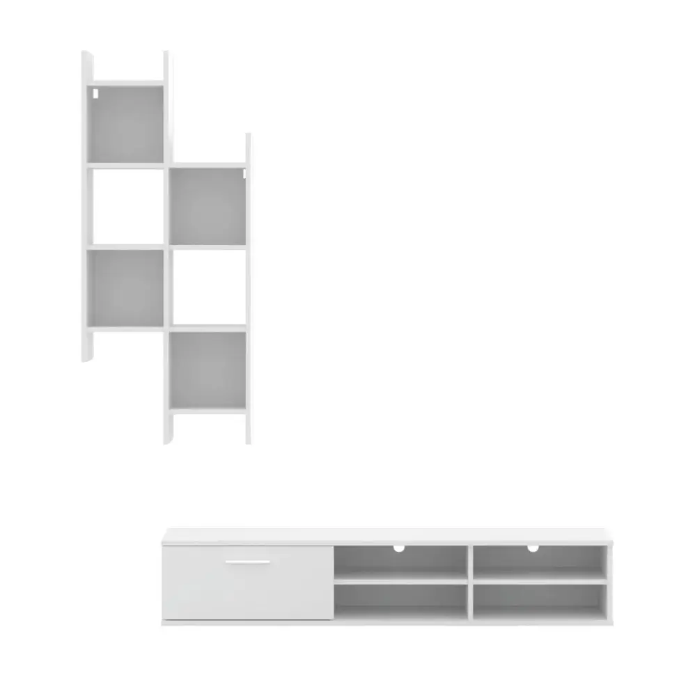 Estanterí Flotante Composición de salón Sars mueble de TV + estanterí mural