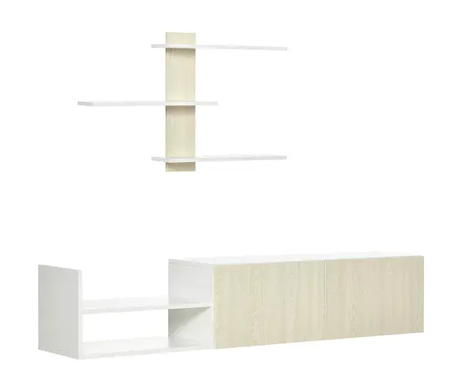HOMCOM Mueble de Salón para TV Conjunto Mueble de TV con Mesa para Televisor 150x31,5x40 cm y Estante de Pared 95,5x16x60...