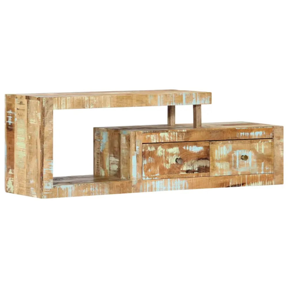 Mueble de TV 120X30X40 cm de madera reciclada maciza en Tela Chenilla