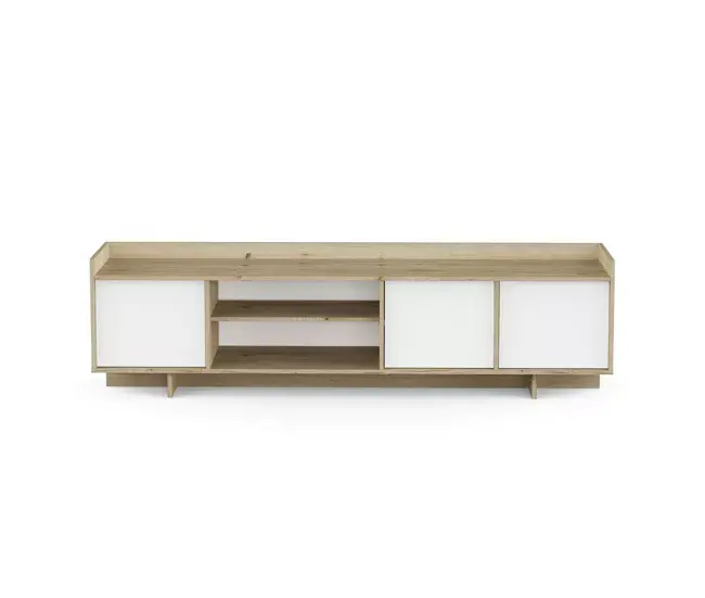 Mueble tv 180cm 3 puertas roble y blanco CLAP de Diseño Italiano
