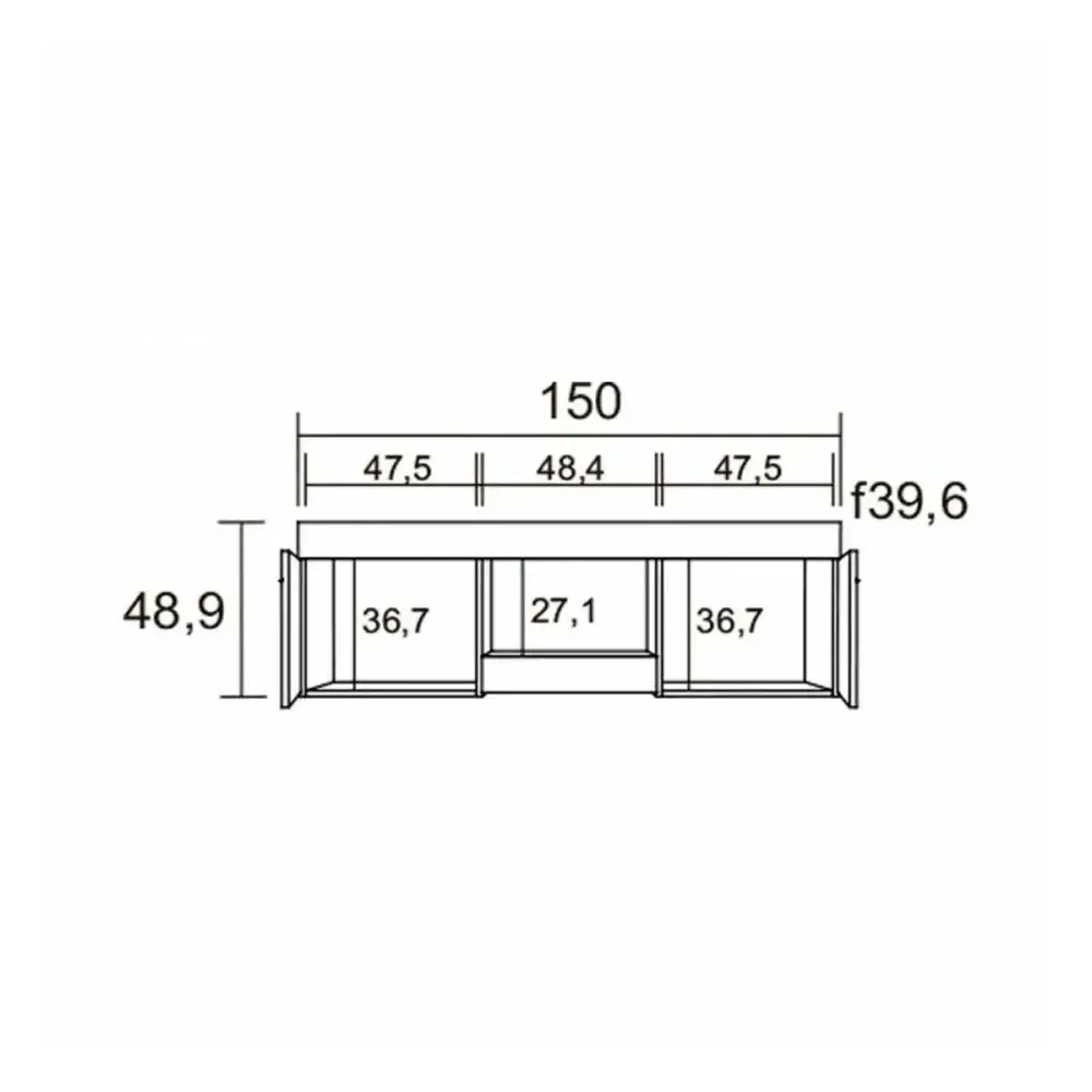 Mueble bajo de TV Argos 2 puertas + 1 módulo naturale/blanco 48,9x150x39,6 cm