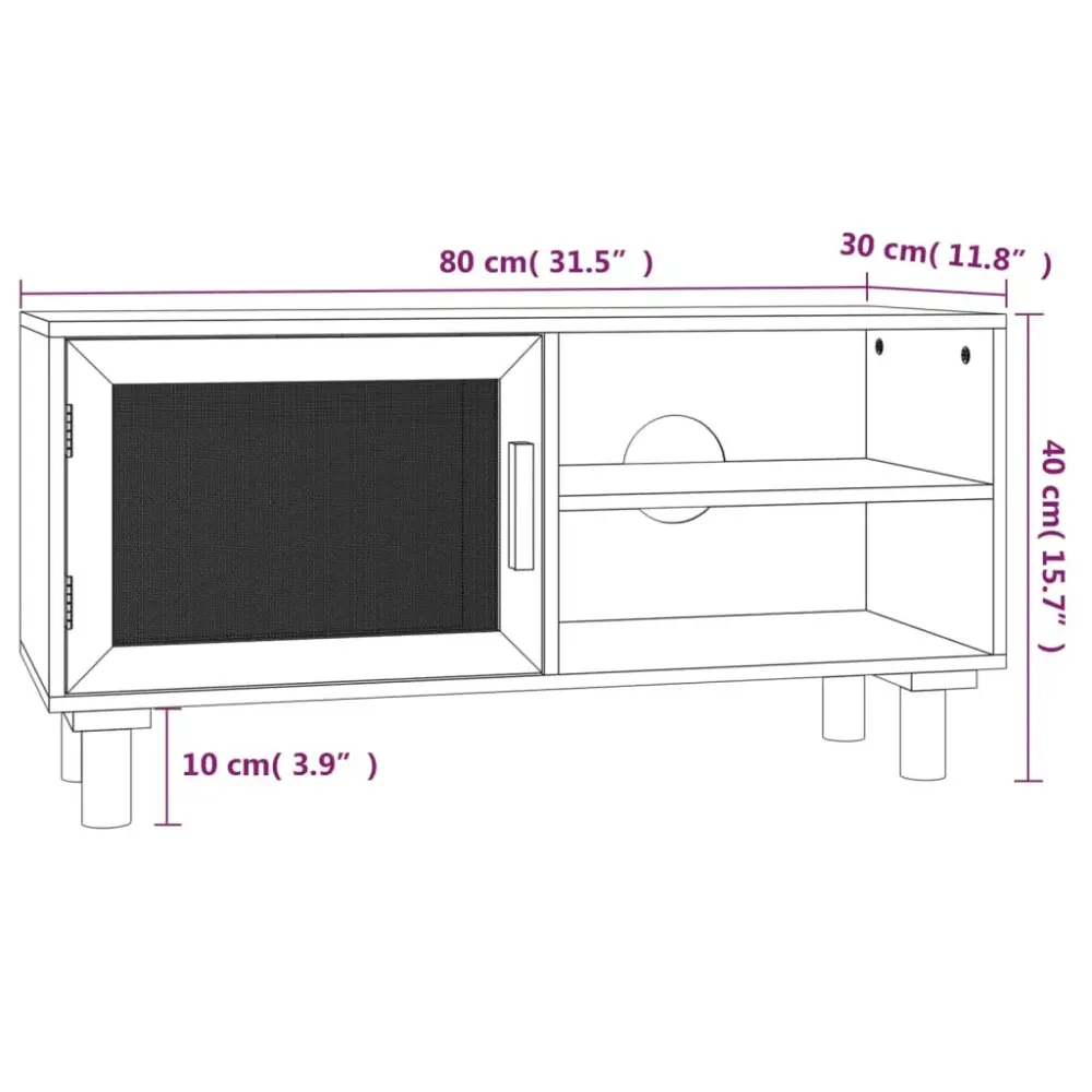 Mueble bajo de TV Beka 2 estantes + 1 puerta 40x80x30 cm