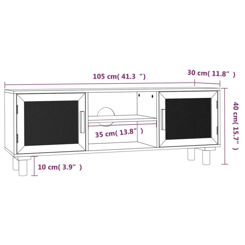 Mueble bajo de TV Beka 2 estantes + 2 puertas 40x105x30 cm