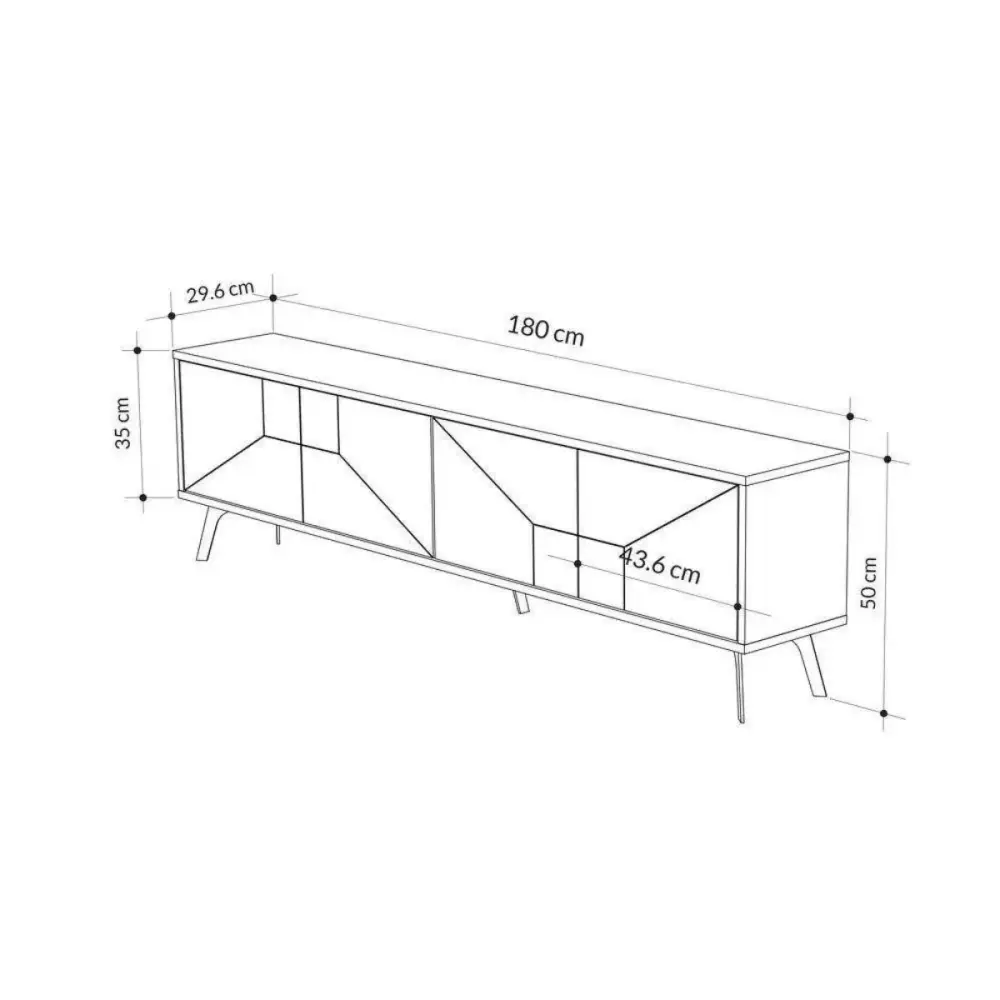 Mueble bajo de TV Dune 4 compartimentos 50x180x29,6 cm