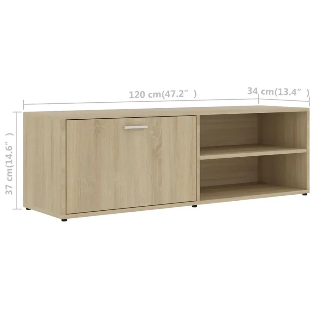 Mueble bajo para TV Nelly 2 estantes + 1 armario madera 37x120x34 cm