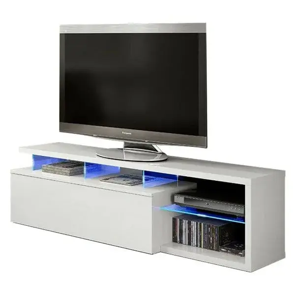 Mueble bajo de TV Tech blanco brillo 43x150x41 cm para Salón Moderno