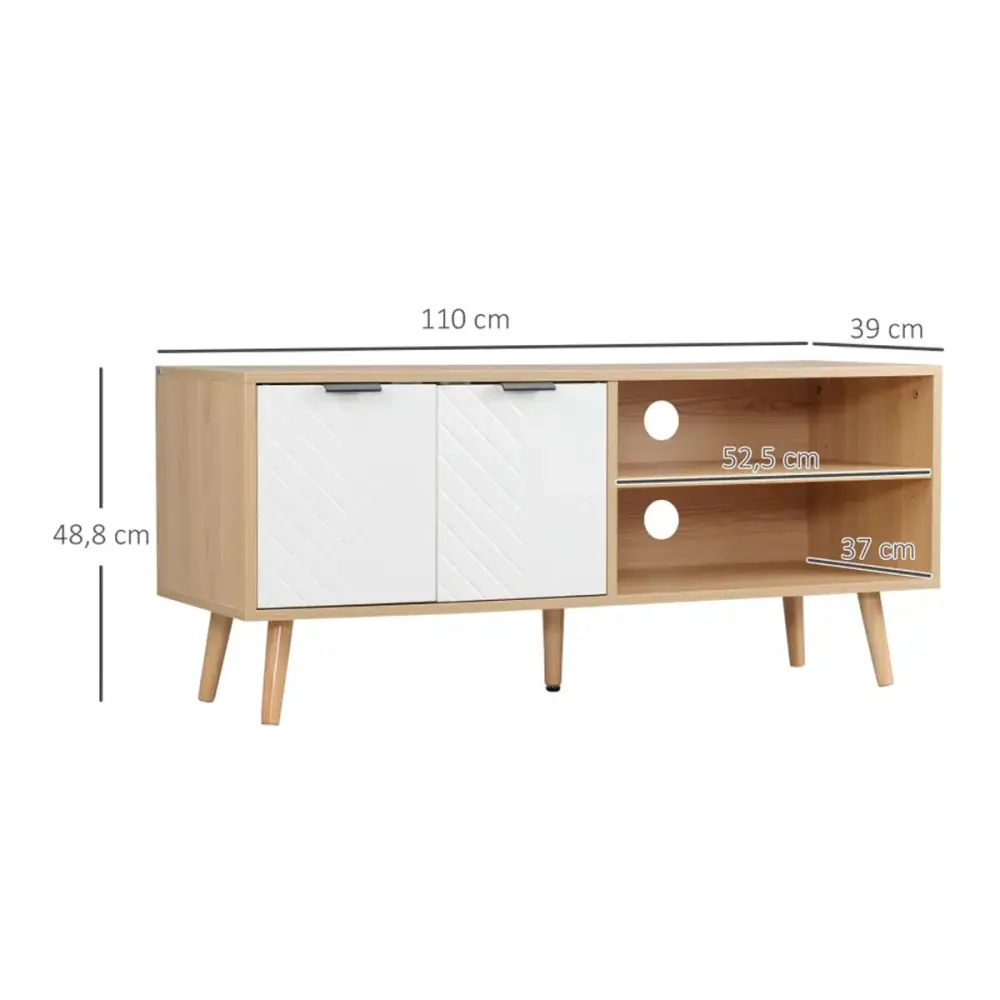 Mueble bajo de TV Venice Homcom 2 módulos + 2 puertas natural/blanco 48,8x110x39 cm