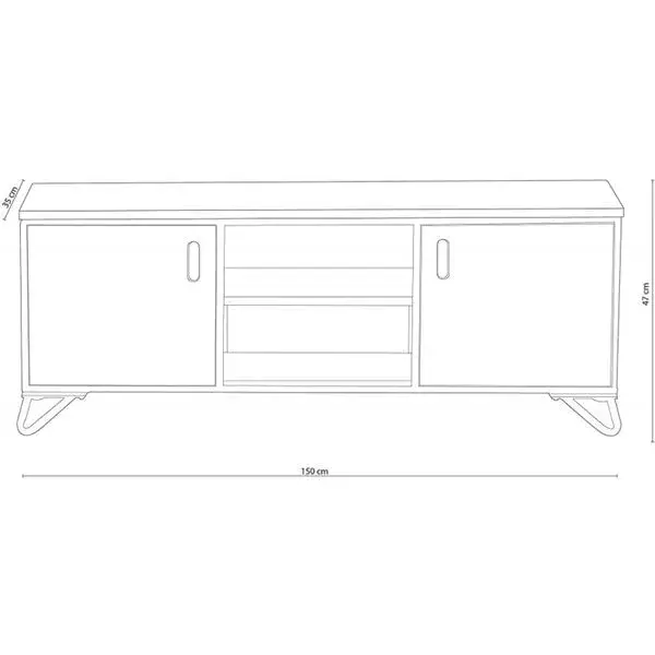 Mueble TV Industrial roble Nordish/negro 47x35x150 cm Certificado OEKO-TEX