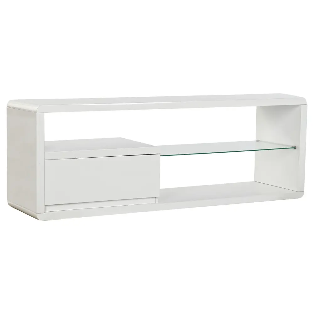 MUEBLE TV MDF CRISTAL 140X40X50 BLANCO Montaje Incluido