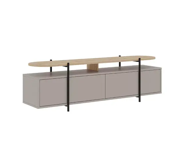Mueble de TV 4 puertas y patas de acero L160 cm - Hinoa