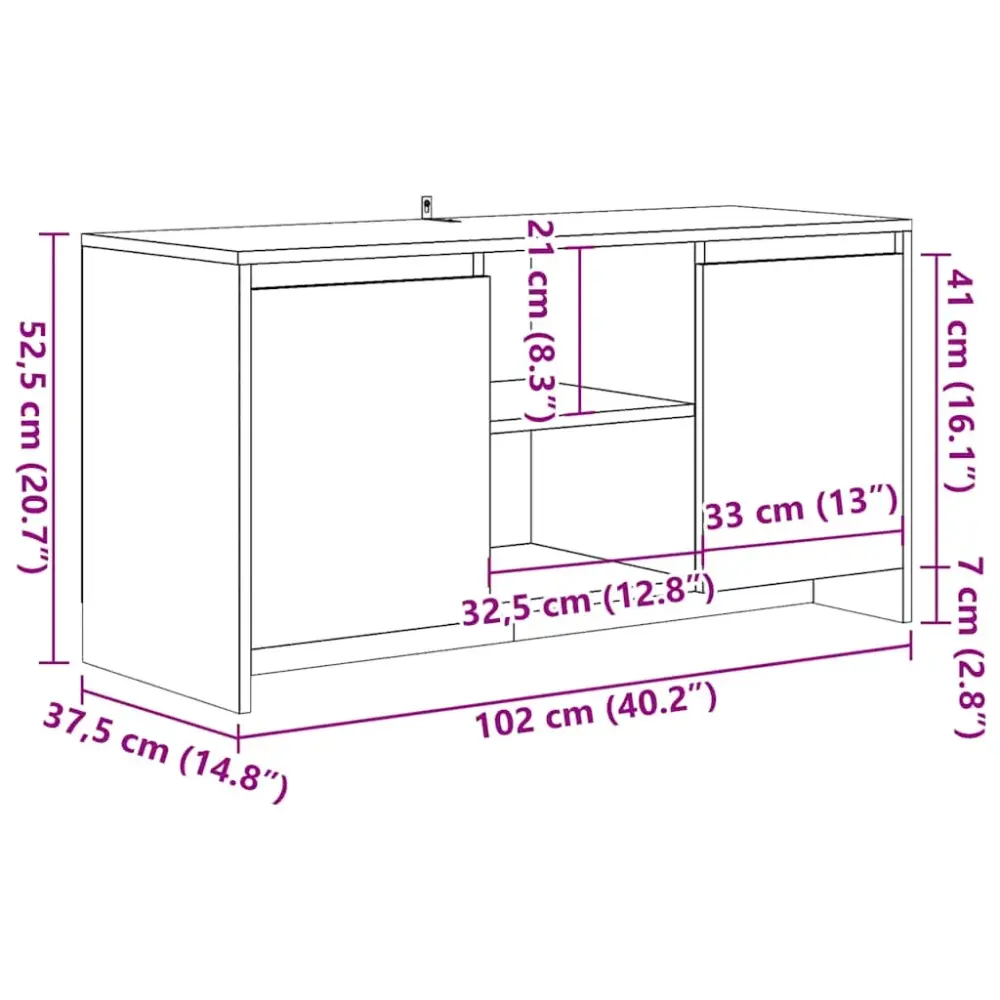 Mueble de TV Ritmo 2 armarios + 2 compartimentos 52,5x102x37,5 cm