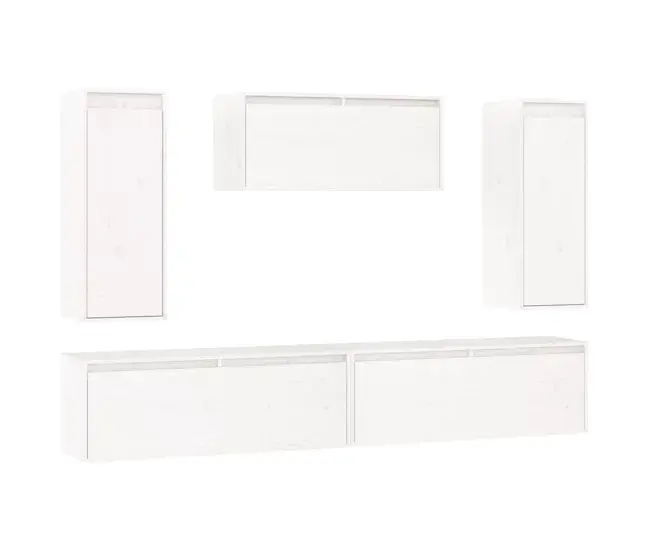 Muebles para TV 5 piezas madera maciza de pino blanco Montaje Incluido