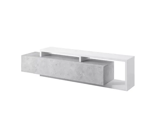 Premium Roble Sólido Mueble TV 1 cajón 219 cm Ilyes Madera y Gris