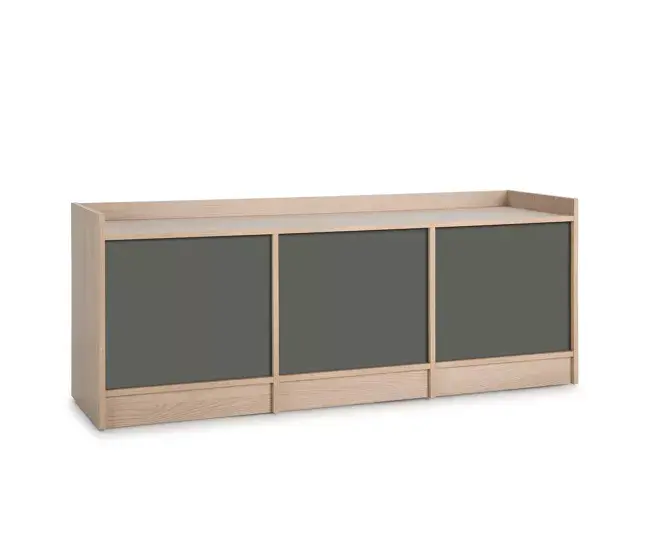 Sofá Cama Mueble TV Moscú 3 Puertas, Color Roble/Gris, 139 cm extenso 40 cm (Profundo) 54 cm (Altura)