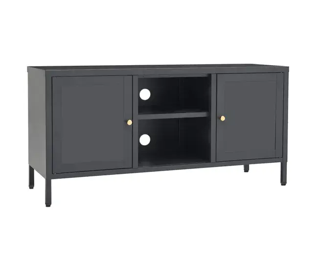 Vitrina Librerí Mueble para el televisor acero y vidrio gris antracita 105x35x52 cm