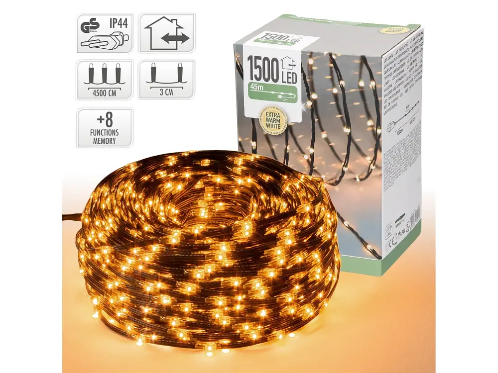 Cadena de luces de hada 1500 LED blanco cálido 45m decoración navideñ guirnalda