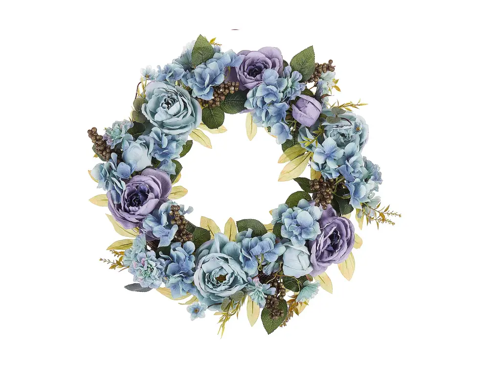 Corona Decorativa Artificial de Hortensias Azules, Ø 50 cm