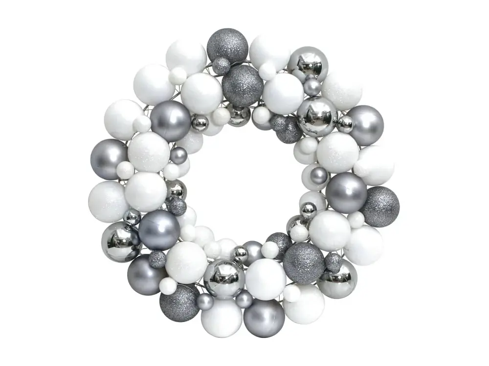 Corona de Navidad poliestireno blanca y gris 45 cm