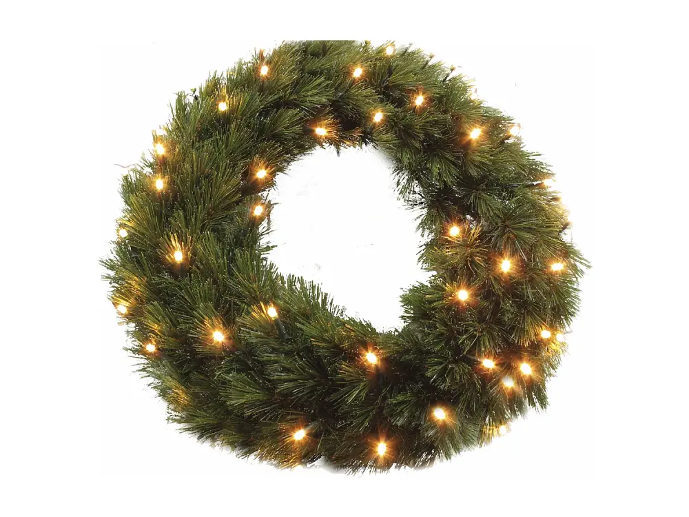Corona navideñ de LED de PVC Hardneedle - Ø45 - Verde - FOREST FROSTED