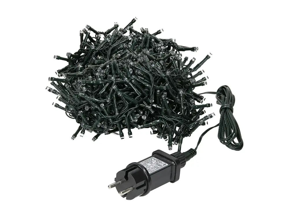 Cortina de luces LED luz en cadena interior exterior IP44 PVC negro 12m 360LEDs