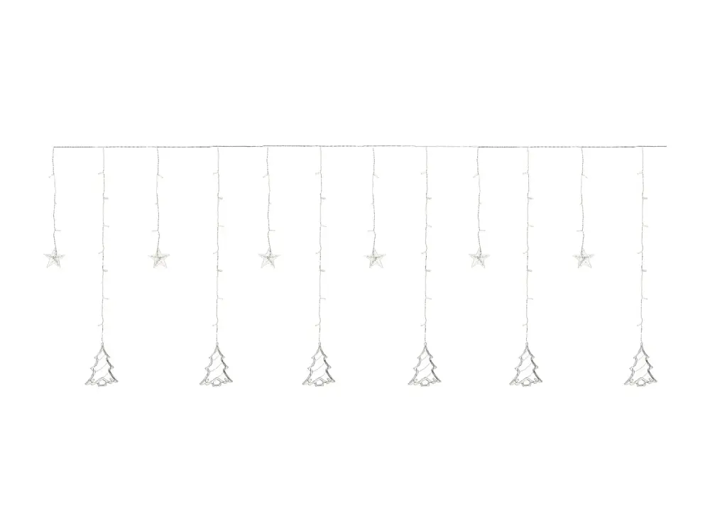 Cortina de luz 138 LED blanco cálido con estrellas árboles de navidad ventana