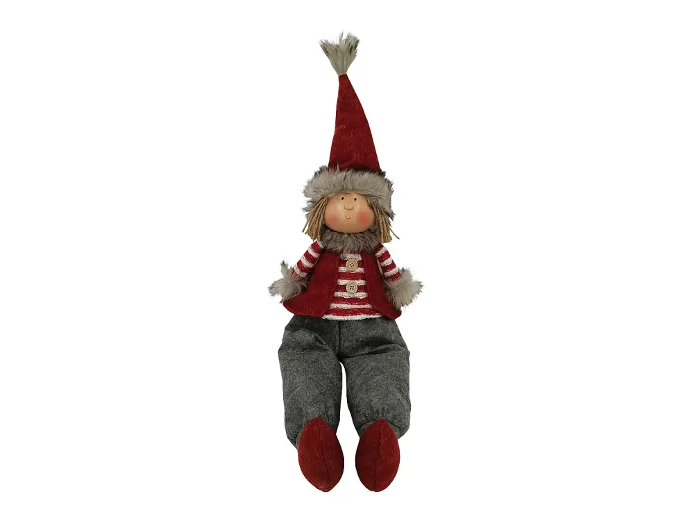 Elfo Nórdico Tela de Elfo Gris Rojo Decoración Navideñ