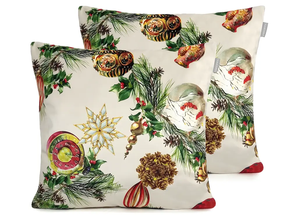 2 Fundas de cojín de terciopelo de Navidad DECORATION 45x45 cm