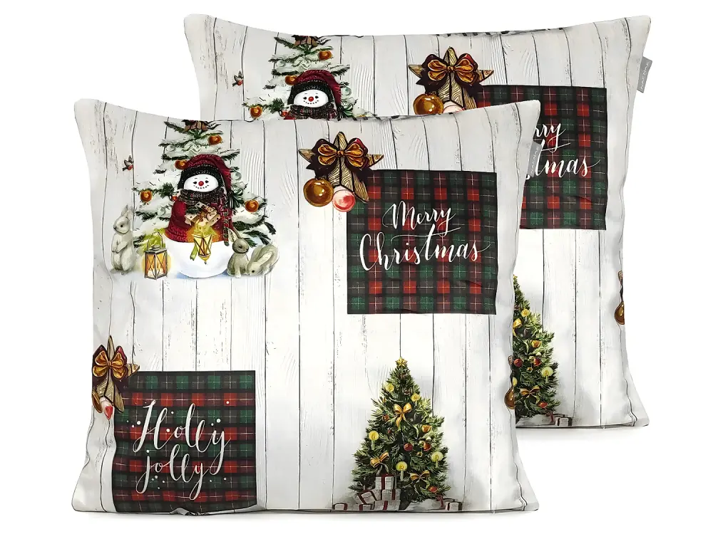 2 Fundas de cojín de terciopelo de Navidad HOLLY JOLLY 45x45 cm