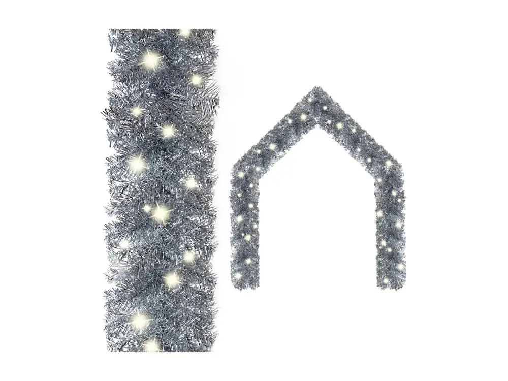 Guirnalda de Navidad con luces LED plateado 20 m