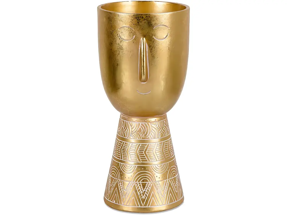 Jarron cara 30cm sonriente dorado