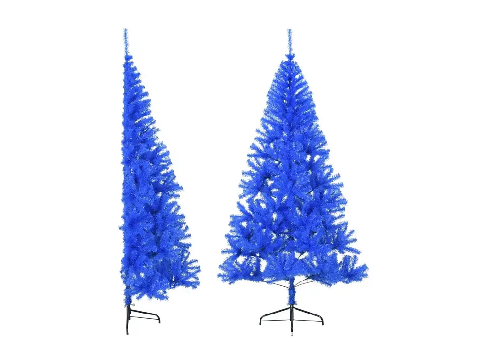 Medio árbol de Navidad artificial con soporte PVC azul 240 cm