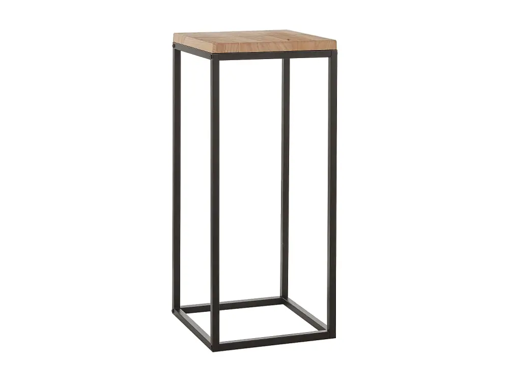 Mesa de plantas de Madera de Paulownia y metal - 35 x 35 x 81 - Negro - OSKAR