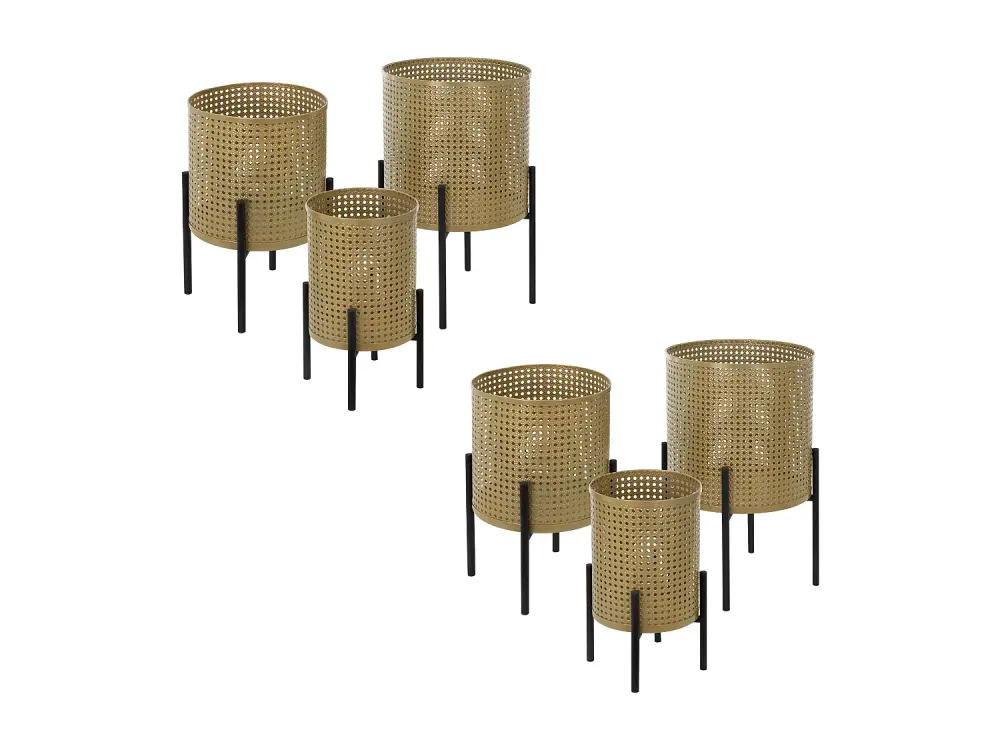 ML-Design set de 6 jardineras negro y oro, de acero, jardinera de metal, jardinera con maceta, jardinera 6 piezas, jardine...
