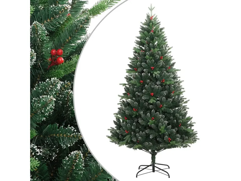 Árbol de Navidad artificial con bisagras y frutos rojos 150 cm