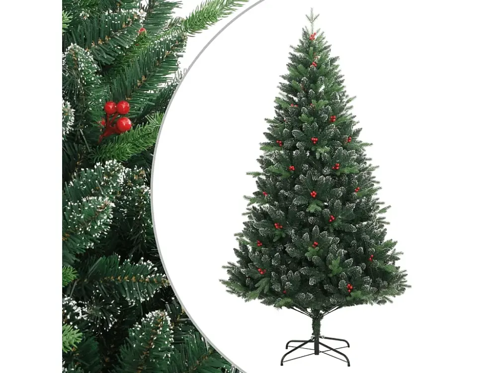 Árbol de Navidad artificial con bisagras y frutos rojos 240 cm