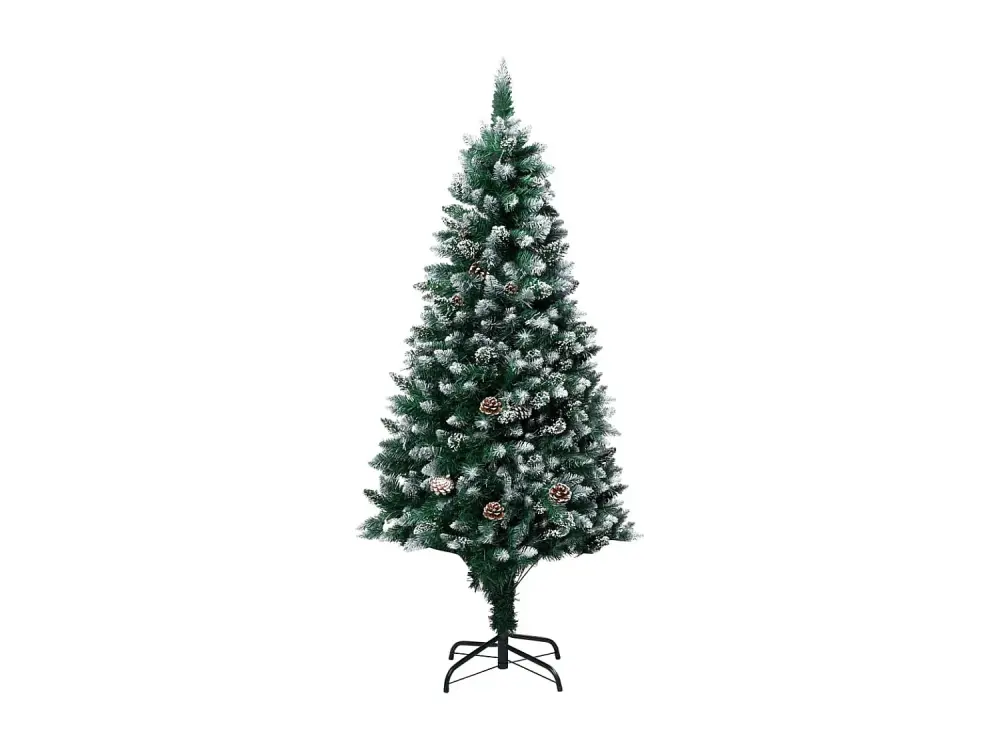 Árbol de Navidad artificial con piñas y nieve blanca 180 cm