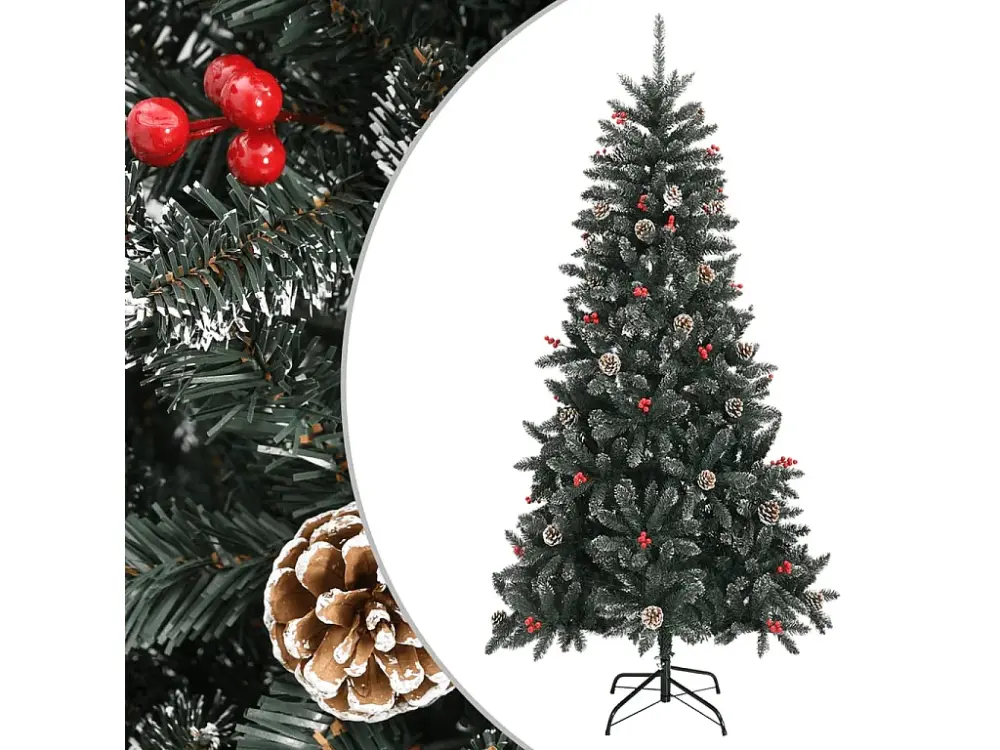 Árbol de Navidad artificial con soporte PVC verde 210 cm