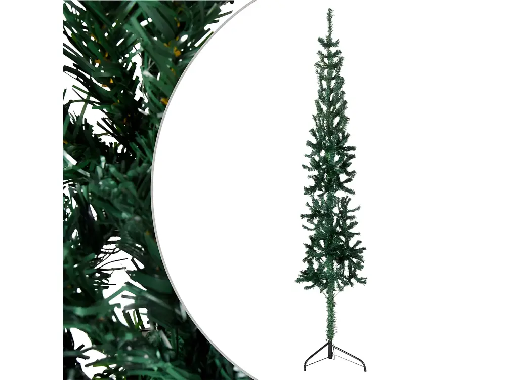 Árbol de Navidad artificial medio fino con soporte Verde 120 cm