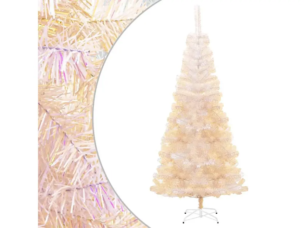 Árbol Navidad artificial puntas iridiscentes PVC blanco 180 cm