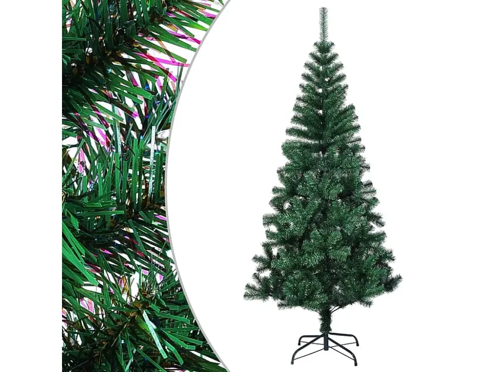 Árbol de Navidad artificial puntas iridiscentes PVC verde 210cm