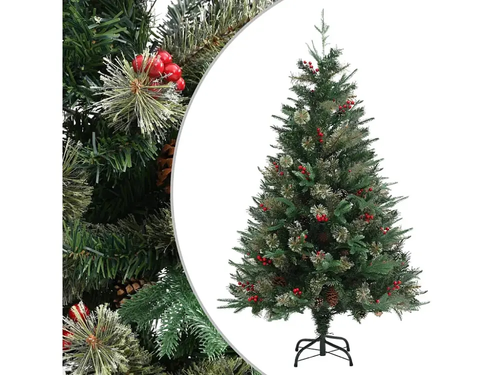 Árbol de Navidad con piñas verde PVC y PE 120 cm
