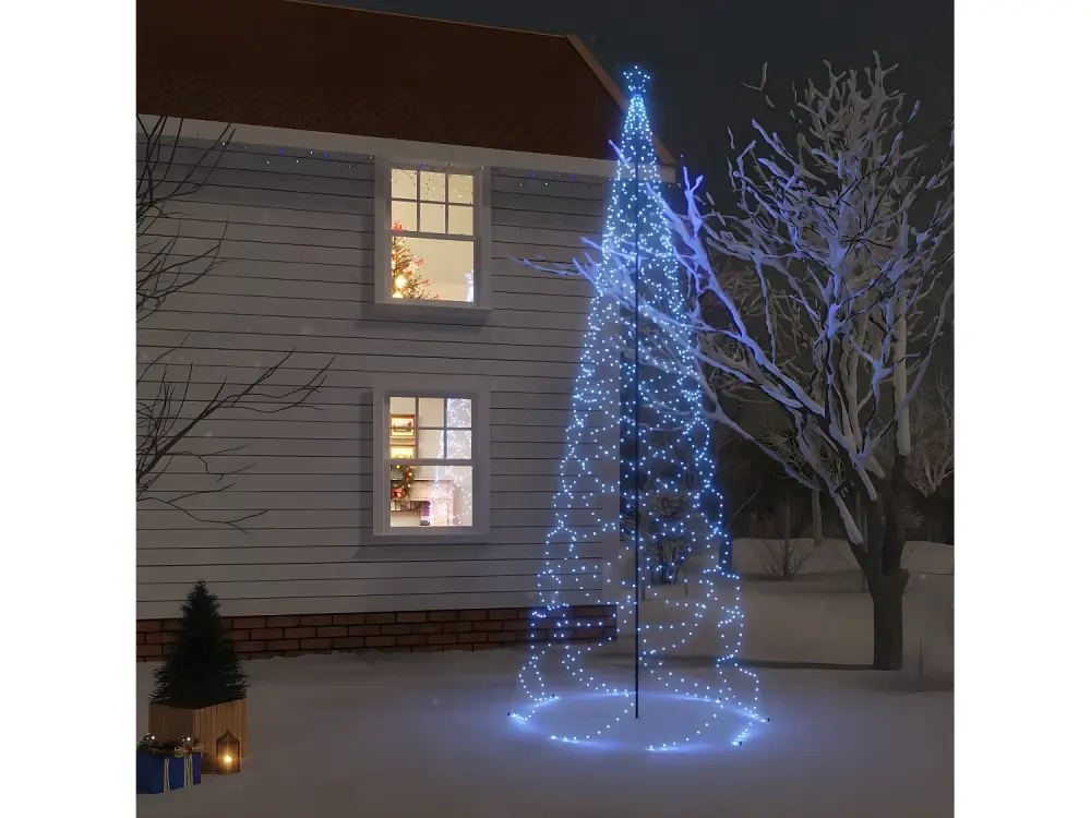 Árbol de Navidad con poste metálico 1400 LED azules 5 m