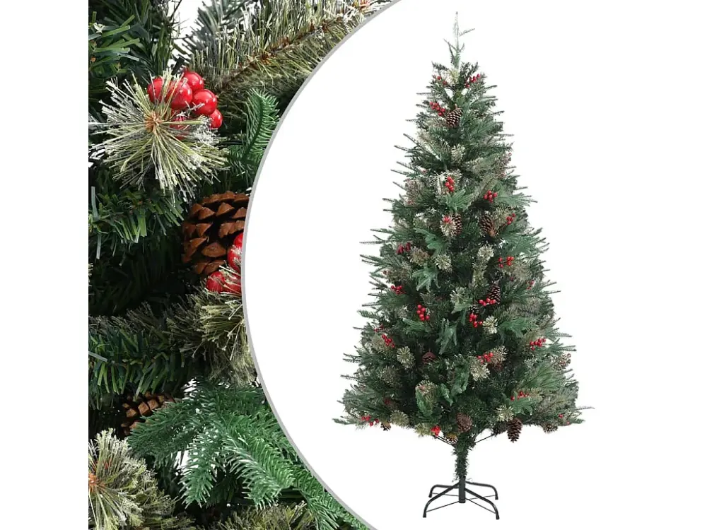 Árbol de Navidad y piñas verde PVC y PE 225 cm