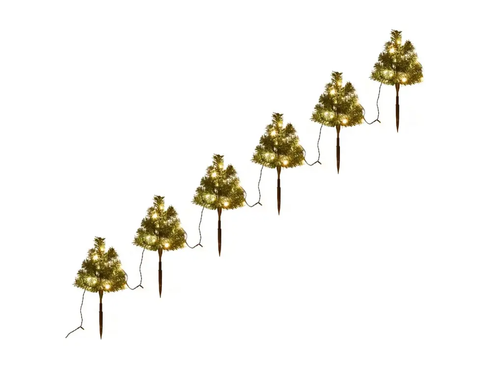 Árboles de Navidad para caminos 6 uds PVC 45 LED blanco cálido